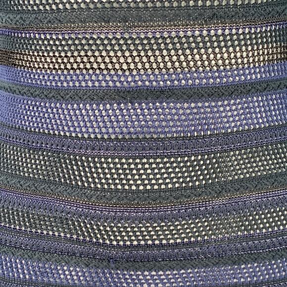 RAG & BONE Size L Navy Black Cotton Blend Textured Stripe Open Knit Pullover - Picture 2 of 12